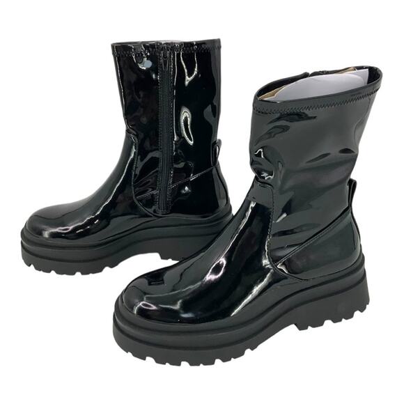 Aldo Big Shot Chunky Patent Sock Bootie Black Size 7.5 NWT $165 MSRP - Picture 6 of 9